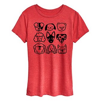 Women's Dog Faces Grid Graphic Tee