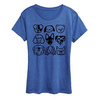 Women's Dog Faces Grid Graphic Tee