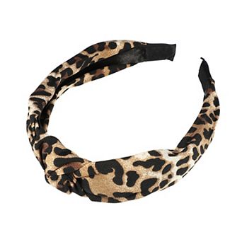 Leopard Pattern Headband For Women Elastic Knotted Headband Accessories Brown