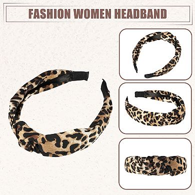 Leopard Pattern Headband For Women Elastic Knotted Headband Accessories Brown