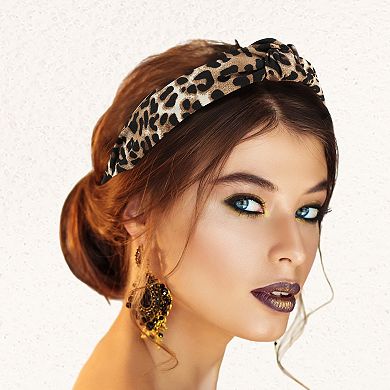 Leopard Pattern Headband For Women Elastic Knotted Headband Accessories Brown