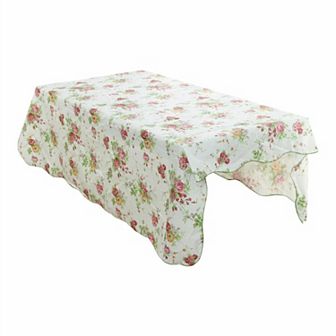Home Rose Print Plastic Rectangle Vinyl Water Tablecloth Pink 41"x60"