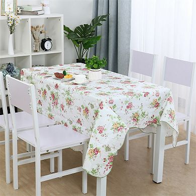 Home Rose Print Plastic Rectangle Vinyl Water Tablecloth Pink 41"x60"
