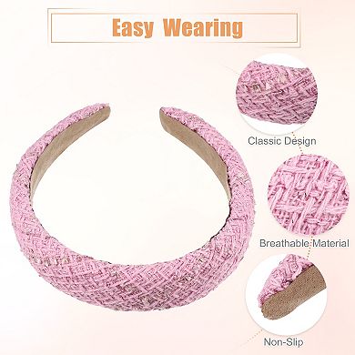 Retro Style Fabric Headband Classic Casual Style For Women Deep Pink 1.38"