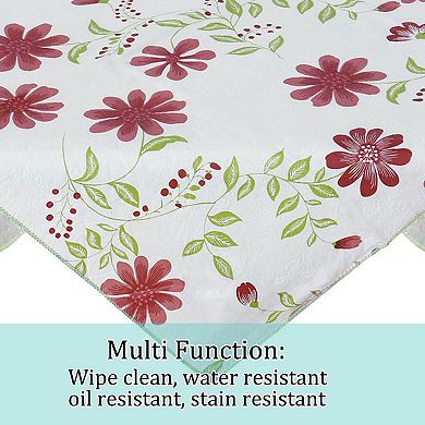 Square Plastic Nine-petals Flower Print Tablecloth Red 35"x35" Oil