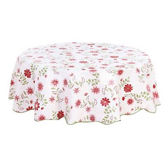 Round Tablecloth 71" Dia For Wedding/restaurant/parties Tablecloth Red Flower Pattern Floral Printed