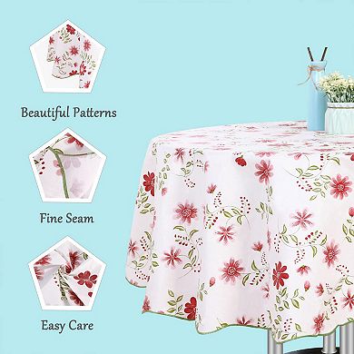 Round Tablecloth 71" Dia For Wedding/restaurant/parties Tablecloth Red Flower Pattern Floral Printed