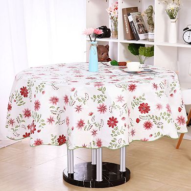 Round Tablecloth 71" Dia For Wedding/restaurant/parties Tablecloth Red Flower Pattern Floral Printed