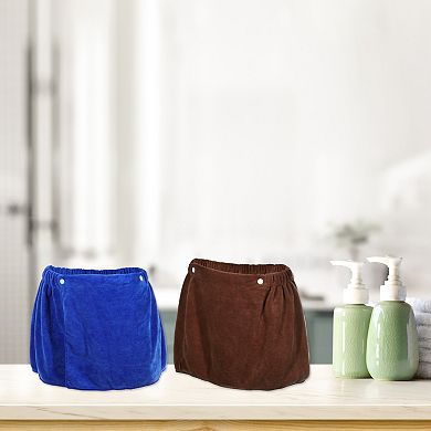 2 Pcs Men's Bath Wrap Towel Robes With Hair Dry Cap 11.81"x55.12"