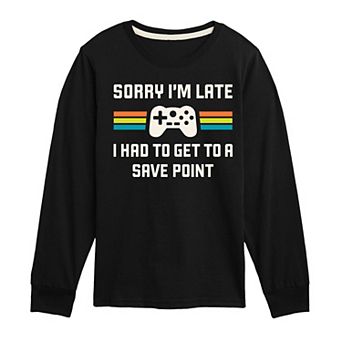 Boys 8-20 Sorry I'm Late Save Point Long Sleeve Graphic Tee