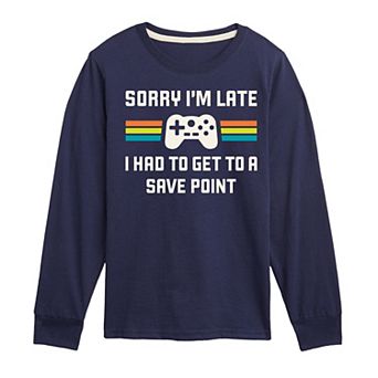 Boys 8-20 Sorry I'm Late Save Point Long Sleeve Graphic Tee