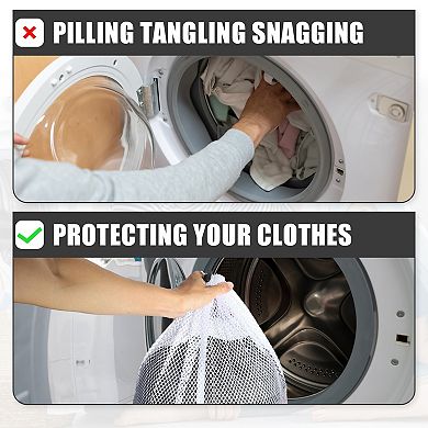 1 Set Laundry Bags With Drawstring Coarse Mesh Wash Bags For Bra Underwear