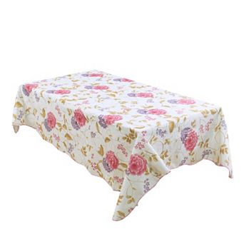 Vinyl Tablecloth Rectangle 54" X 71" Purple Pink Flower Pattern Water