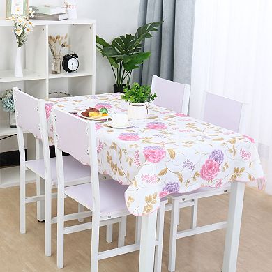 Vinyl Tablecloth Rectangle 54" X 71" Purple Pink Flower Pattern Water