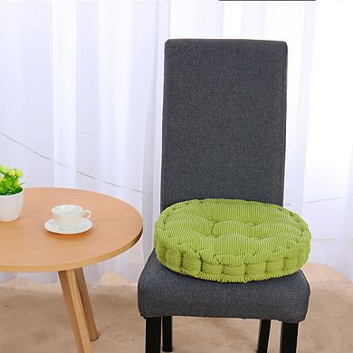 Home Corduroy Round Shaped Thickened Pillow Seat Chair Cushion Pad Mat Grass Green