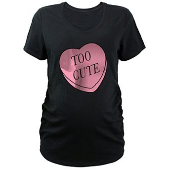 Maternity Too Cute Candy Heart V-Neck Graphic Tee