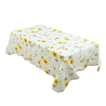 Vinyl Tablecloth Rectangle 54" X 71" Yellow Sunflower Pattern Water