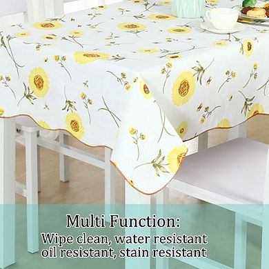 Vinyl Tablecloth Rectangle 54" X 71" Yellow Sunflower Pattern Water