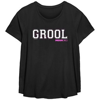 Plus Size Mean Girls Grool Varsity Style Scoop Hem Flow Graphic Tee