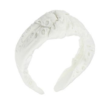 1 pc Floral Pattern Knotted Headband Classic Style Headband White 4.92"x1.97"