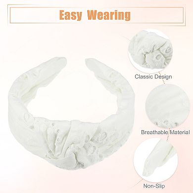 1pcs Floral Pattern Knotted Headband Classic Style Headband White 4.92"x1.97"