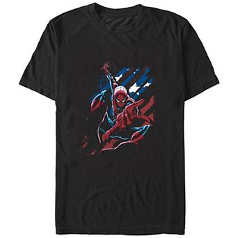 Men's Spider-Man USA Flag Background Graphic Tee