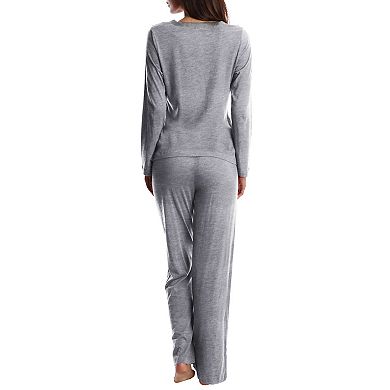 Blis Women's Long Sleeve Super Soft Sleep Pajama Set Grey