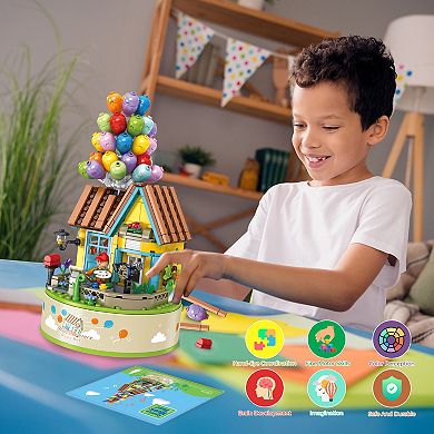 Contixo Flying Balloons Building Block Set With Music Box - (528 Pieces)