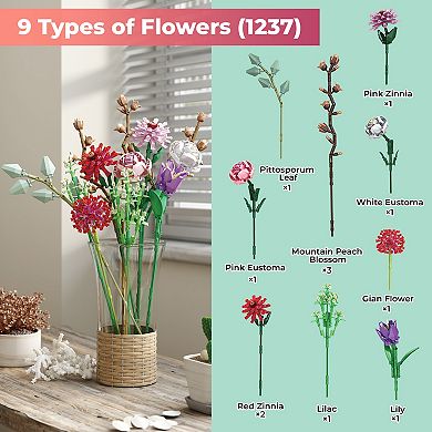Contixo Spring Bouquet Floral Collection 1237 Piece Building Block Set