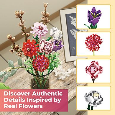 Contixo Spring Bouquet Floral Collection 1237 Piece Building Block Set