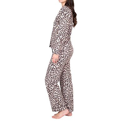 Blis Women's Long Sleeve Flannel Notch Pajama Set