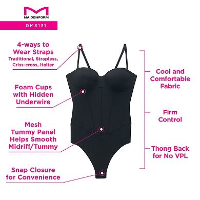 Maidenform Firm Control Shapewear Tummy Shaping Multiway Thong Bodysuit DMS131