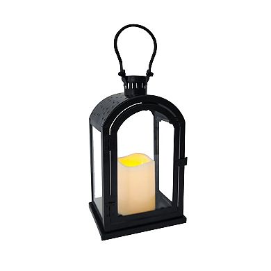Small Black Iron Lantern with Clear Glass