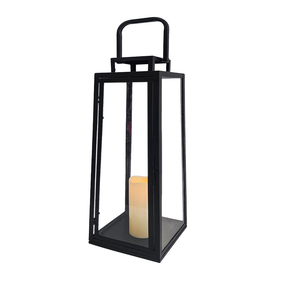 Large Black Iron Lantern with Clear Glass