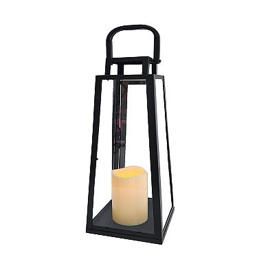 Large Black Iron Lantern with Clear Glass