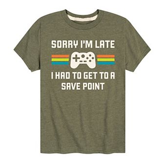 Boys 8-20 Sorry I'm Late Save Point Graphic Tee