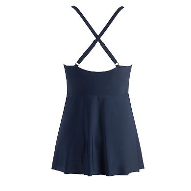 Women's Cupshe Navy V-Neck Ruffled Swim Dress