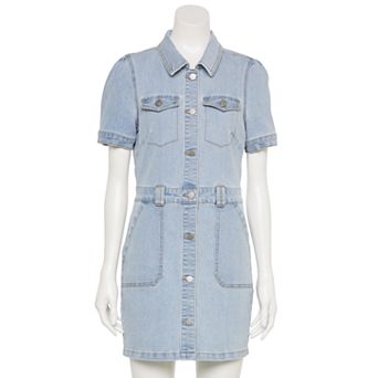 Juniors' Love, Fire Patch Pocket Denim Dress
