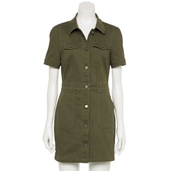 Juniors' Love, Fire Patch Pocket Puff Sleeve Dress