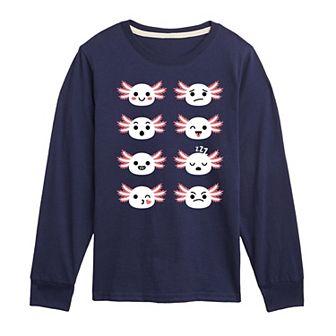 Boys 8-20 Axolotl Emotion Grid Long Sleeve Graphic Tee