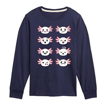 Boys 8-20 Axolotl Emotion Grid Long Sleeve Graphic Tee
