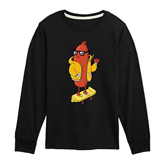 Boys 8-20 Hot Dog Skater Long Sleeve Graphic Tee