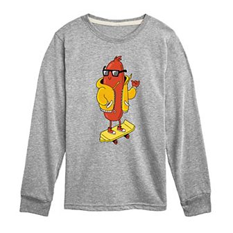 Boys 8-20 Hot Dog Skater Long Sleeve Graphic Tee