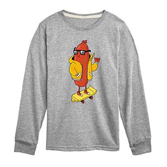 Boys 8-20 Hot Dog Skater Long Sleeve Graphic Tee