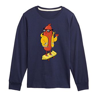 Boys 8-20 Hot Dog Skater Long Sleeve Graphic Tee