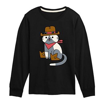 Boys 8-20 Cowboy Cat Long Sleeve Graphic Tee