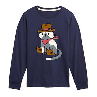 Boys 8-20 Cowboy Cat Long Sleeve Graphic Tee