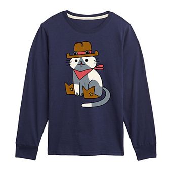 Boys 8-20 Cowboy Cat Long Sleeve Graphic Tee