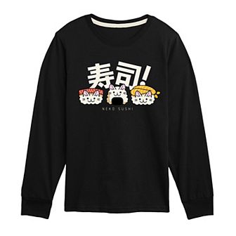 Boys 8-20 Neko Sushi Long Sleeve Graphic Tee