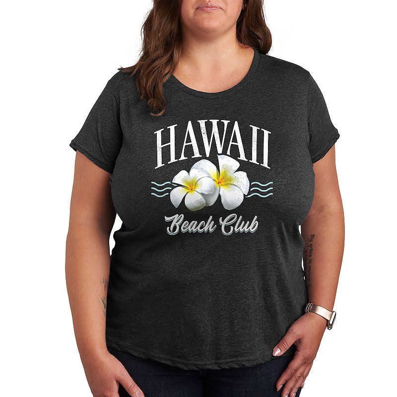Plus Hawaii Beach Club Graphic Tee, Women's, Size: 4XL, Heather Grey